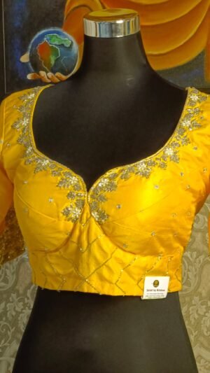 Yellow Raw Silk Zardosi Works Blouse