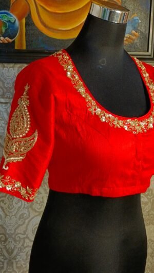 Zardosi Works Front and Back Net Raw Silk Blouse