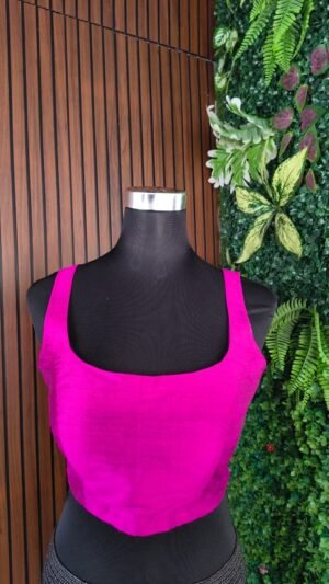 Raw Silk Sleeveless Magenta Pink Blouse