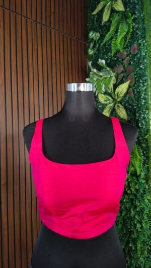 Raw Silk Sleeveless  Rani Pink Blouse