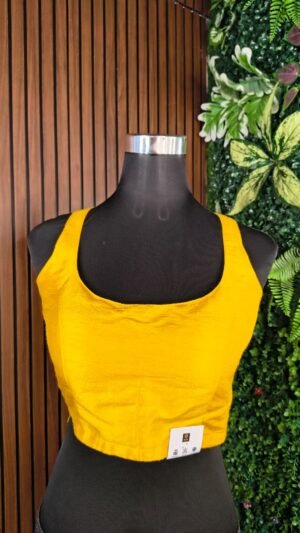 Raw Silk Sleeveless Yellow Blouse