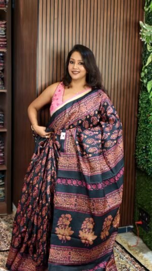 Tussar Block Print Saree 001