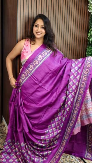 Tussar Block Print Saree 003