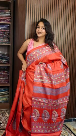 Tussar Block Print Saree 004
