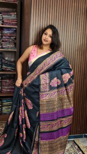 Tussar Block Print Saree 010