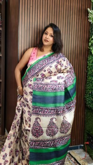 Tussar Block Print Saree 011
